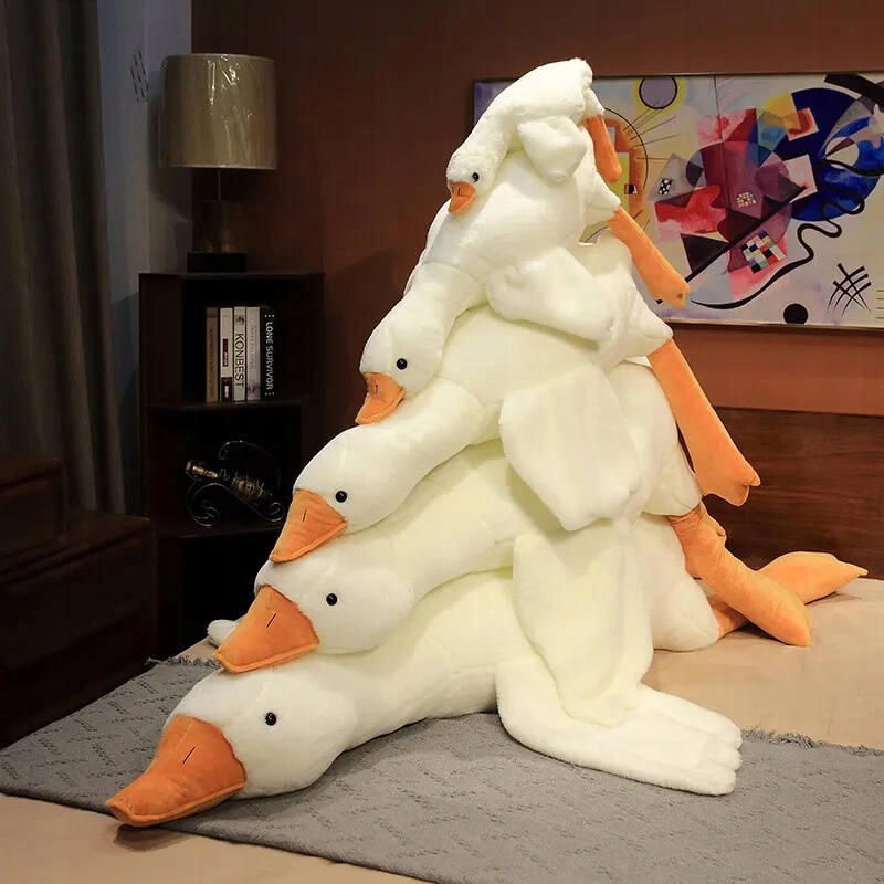 Hračka maskot hebká plyšová husa bílá 70 cm