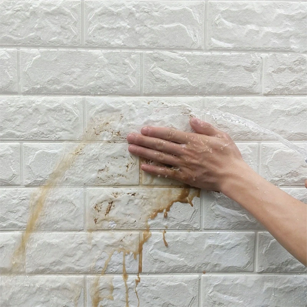Panel samolepící pěnová tapeta 3D bílá cihla kámen dlaždic 70x77cm