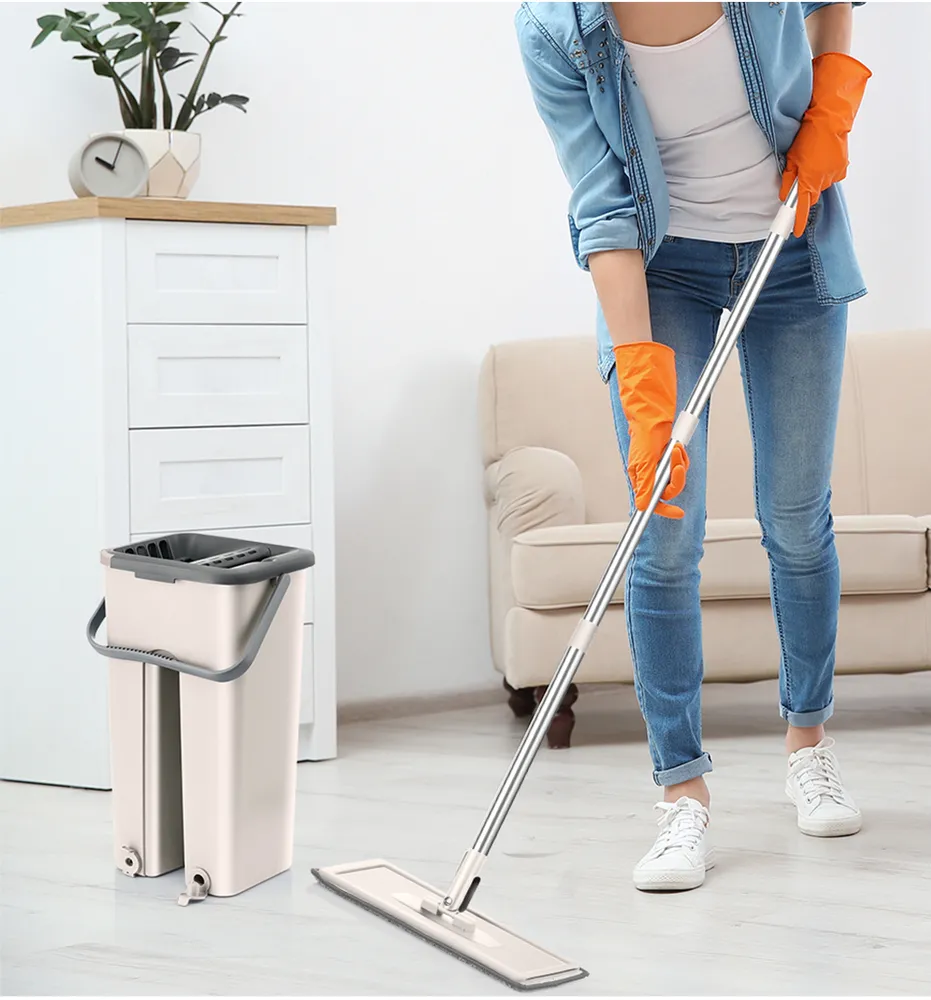 Sada na mytí podlahy mop + kbelík + 2 podložky CLEAN