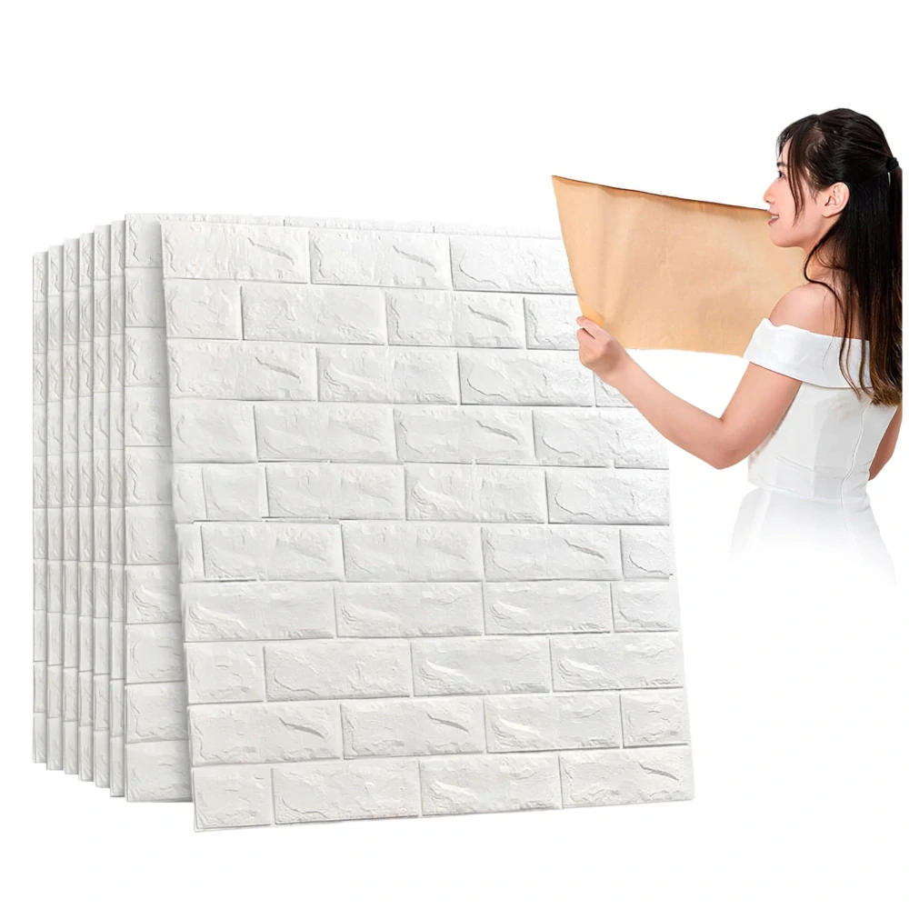 Panel samolepící pěnová tapeta 3D bílá cihla kámen sada 10 ks dlaždic 70x77cm