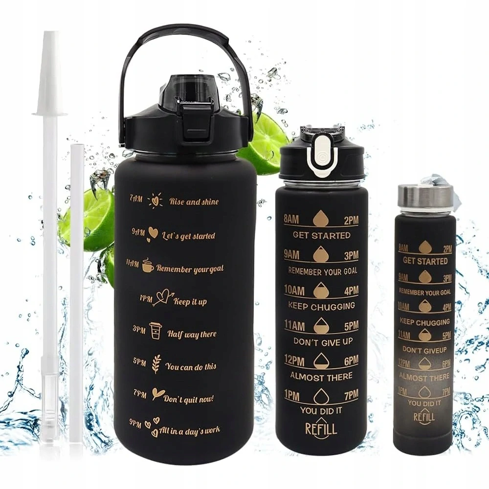 Sada 3 motivačních lahví na vodu s odměrkou 3v1