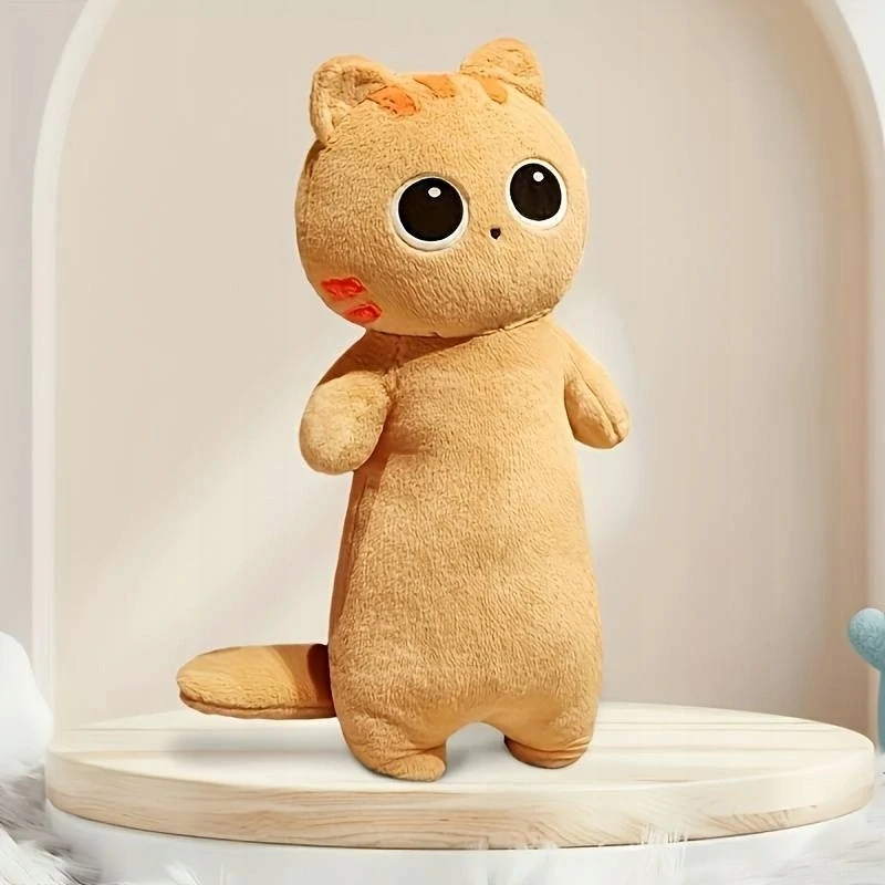 Plyšový polštář dlouhá kočka s velkýma očima 60cm