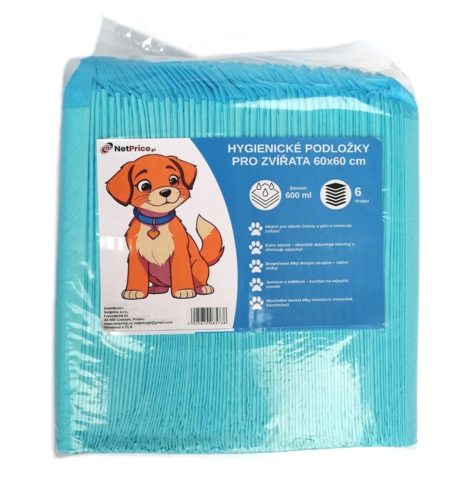 Hygienické podložky absorpční 6 vrstvé pro psy a kočky 50 ks 60x60 cm