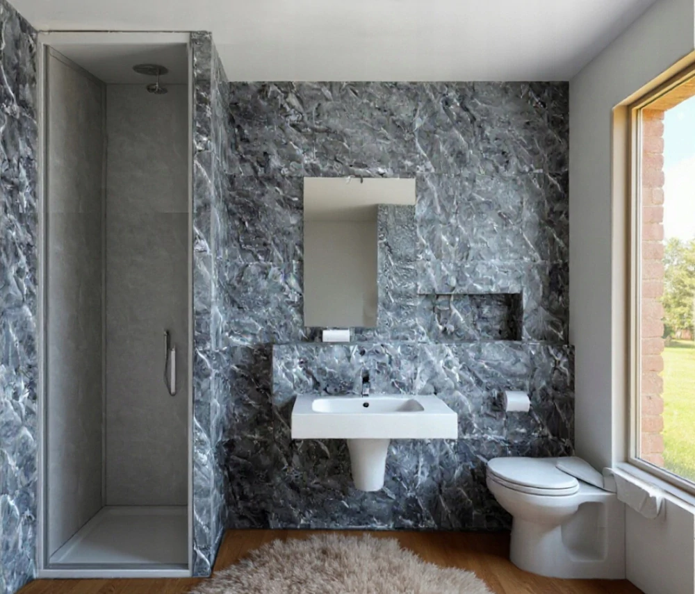 Panele samolepicí tmavě seda mramorová pěnová tapeta nástěnné 30x60cm 10 ks