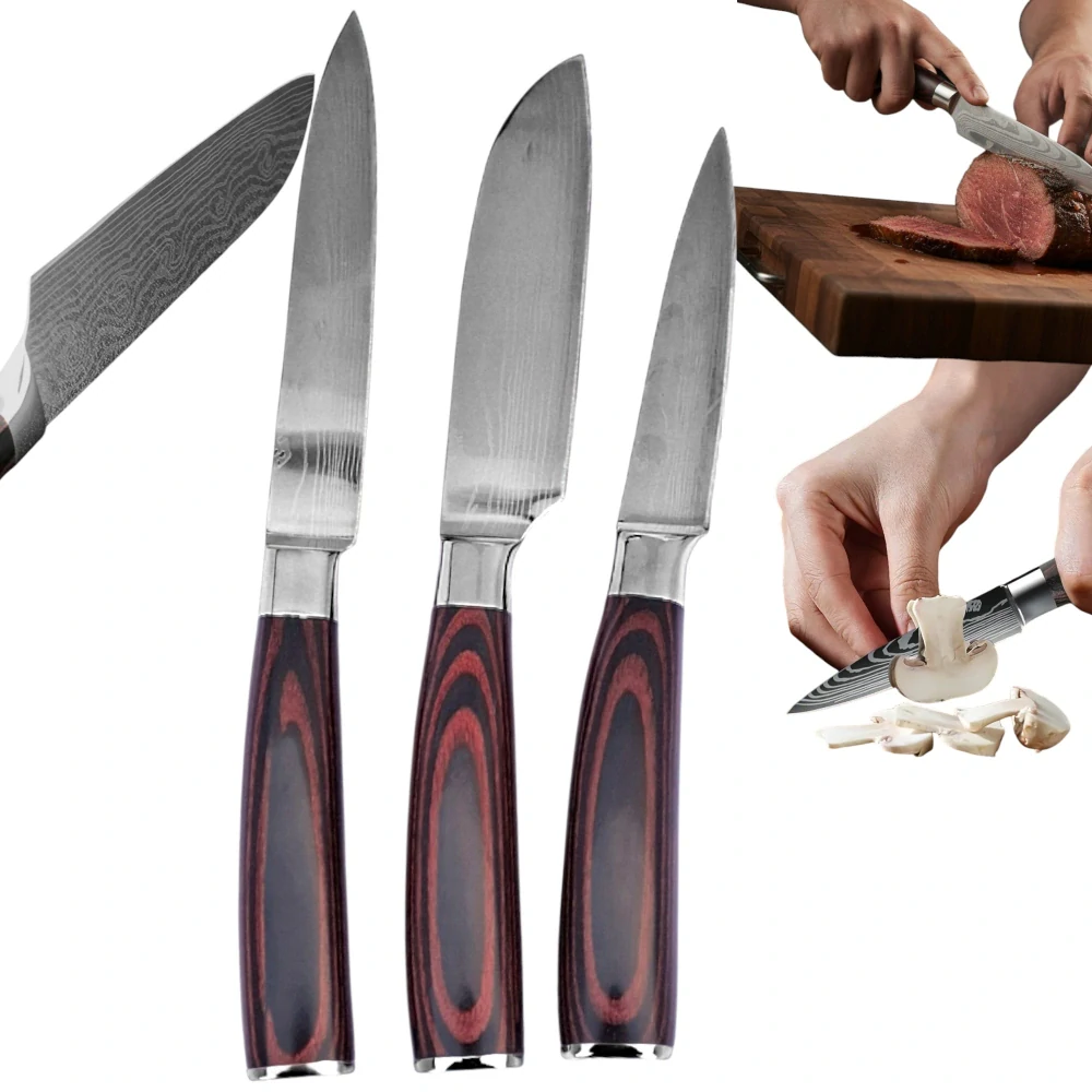 Profesionální japonské kuchyňské nože z nerezové oceli - vzhled damascénské oceli sada 3 ks