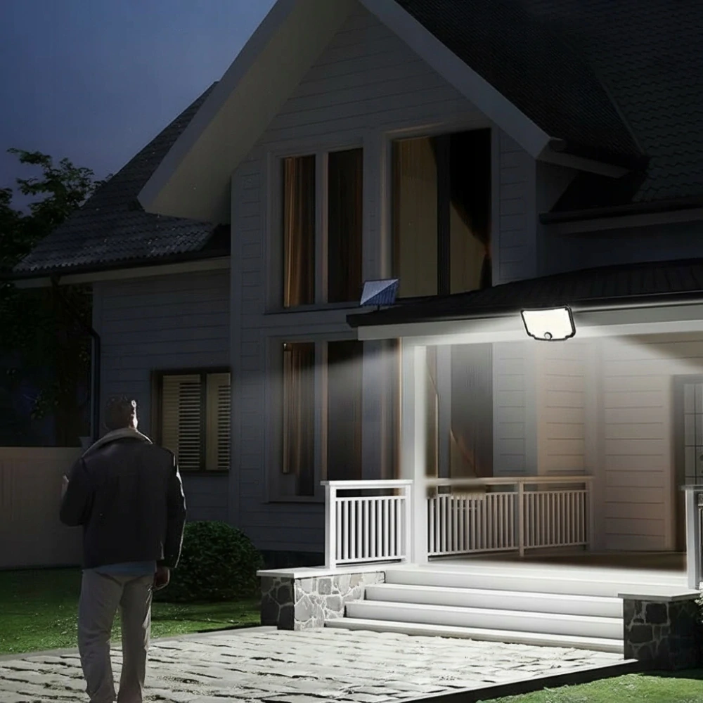 Solární nástěnné svítidlo s pohybovým a soumrakovým senzorem dálkové ovládání 254 LED