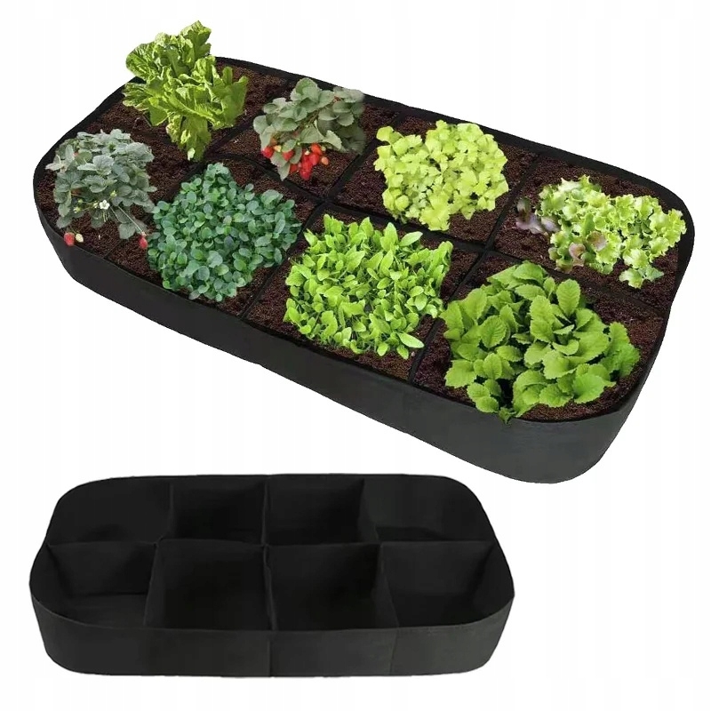 Zahradní květináč z netkané textilie velký 8 komorový pěstební taška 180x90x30cm