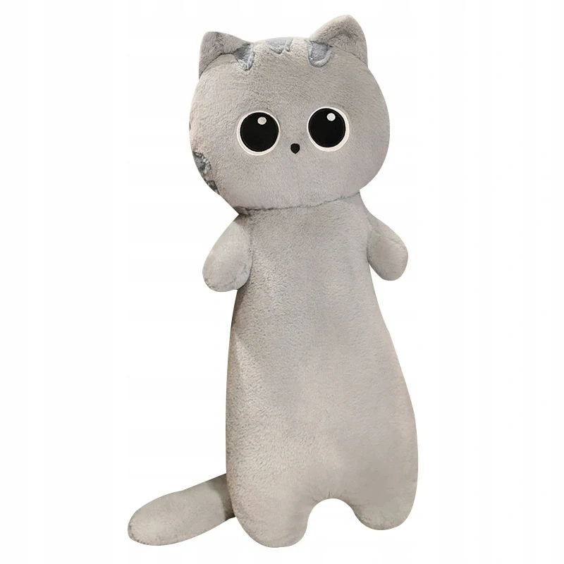 Plyšový polštář dlouhá kočka s velkýma očima 60cm
