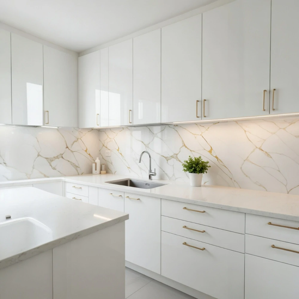 Panele samolepicí bílá a zlaté mramorová pěnová tapeta nástěnné 30x60cm 10 ks