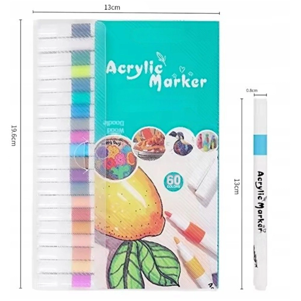 Voděodolné akrylové fixy na kámen a textil - sada 60 kusů