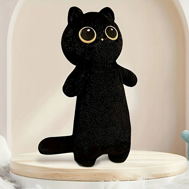 Plyšový polštář dlouhá kočka s velkýma očima 60cm