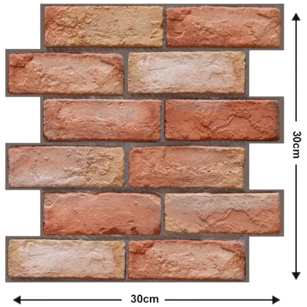 Panel samolepící pěnová tapeta 3D červená cihla kámen sada 30x30cm 10 ks