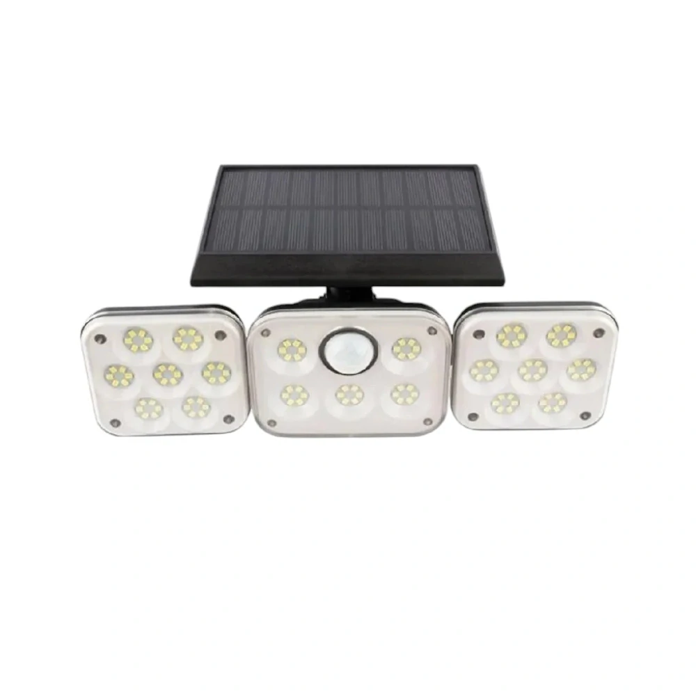 Solární LED reflektor s pohybovým a soumrakovým senzorem, venkovní, 3 nastavitelné moduly