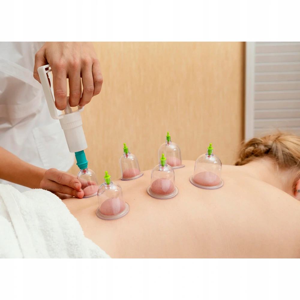 Čínské vakuové baňkování, bez ohňové, terapeutické, sada 12 kusů s pumpou