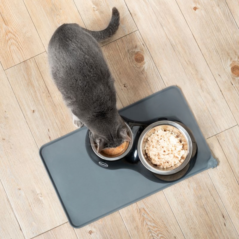 Protiskluzová silikonová podložka pod misky pro mazlíčky modrá