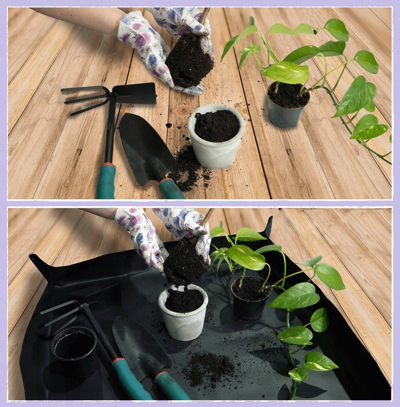 Přesazovací podložka pro výsadbu rostlin květin