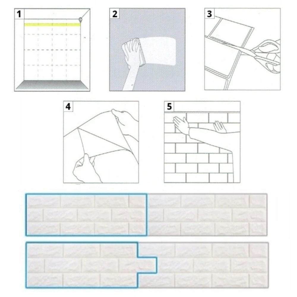 Panel samolepící pěnová tapeta 3D bílá cihla kámen sada 10 ks dlaždic 70x77cm