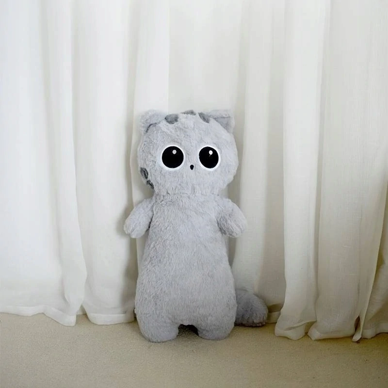 Plyšový polštář dlouhá kočka s velkýma očima 60cm