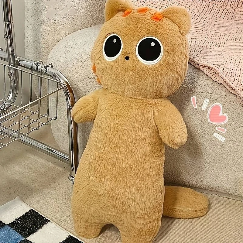 Plyšový polštář dlouhá kočka s velkýma očima 60cm