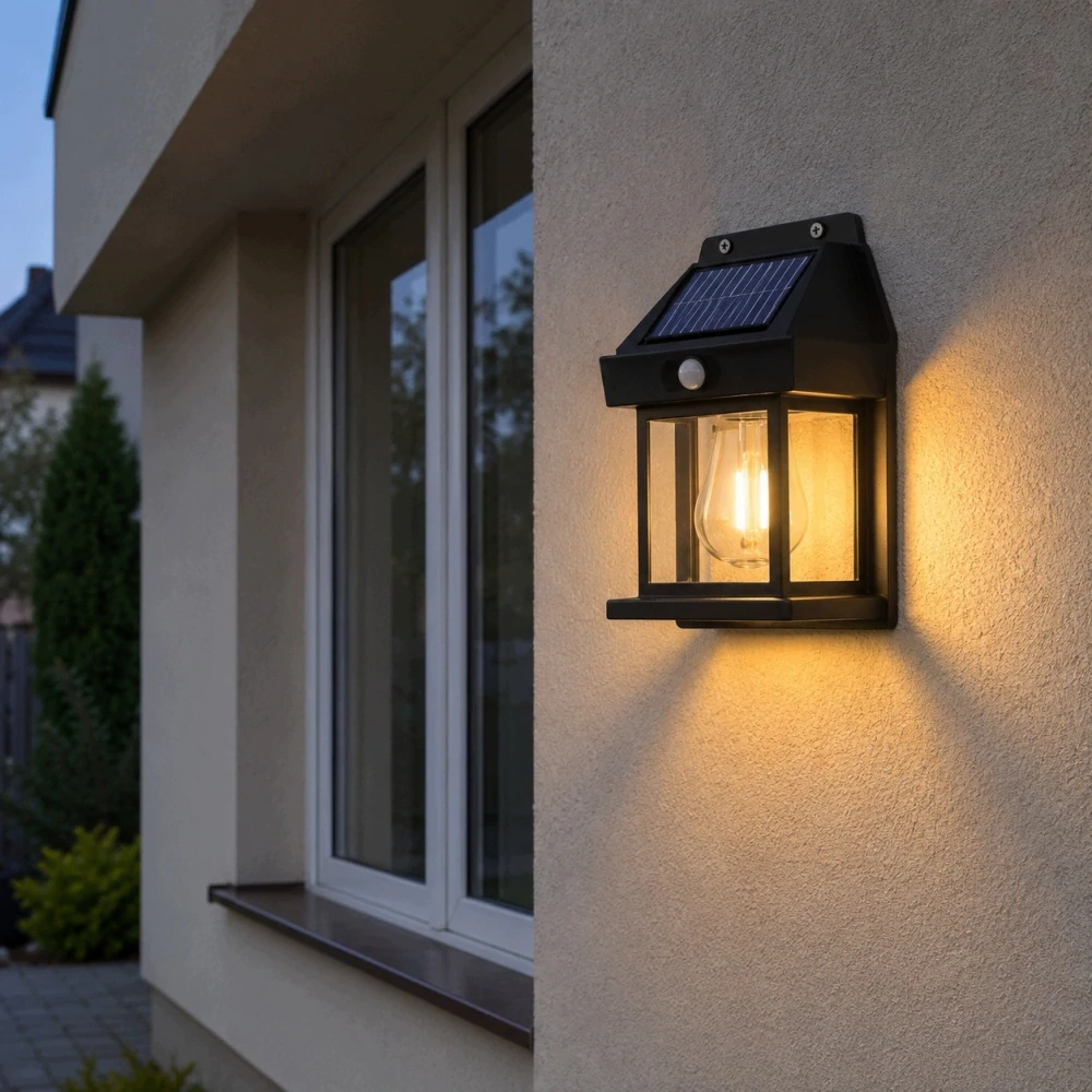 Venkovní zahradní solární LED světlo se senzorem pohybu a soumraku, na fasádu i do země