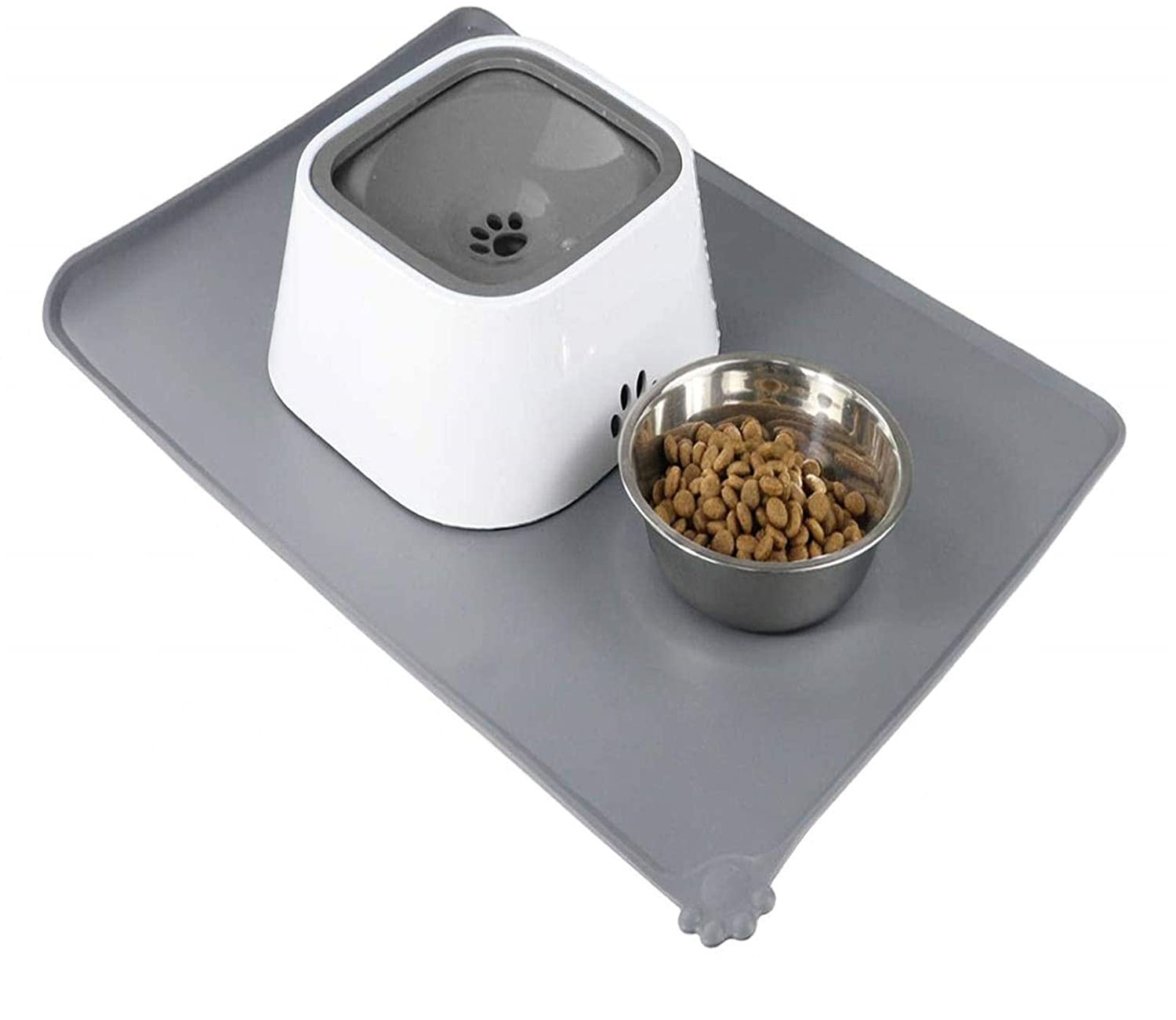 Protiskluzová silikonová podložka pod misky pro mazlíčky šedá