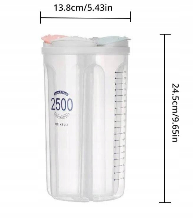 Zásobník na sypké produkty těstoviny obiloviny 4 přihrádky 2500ml