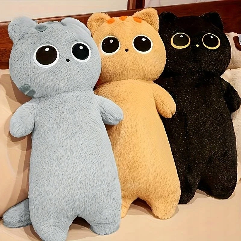 Plyšový polštář dlouhá kočka s velkýma očima 60cm