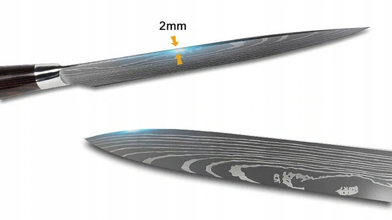 Profesionální japonské kuchyňské nože 10 ks z nerezové oceli s imitací damaškové oceli v dřevěné kazetě