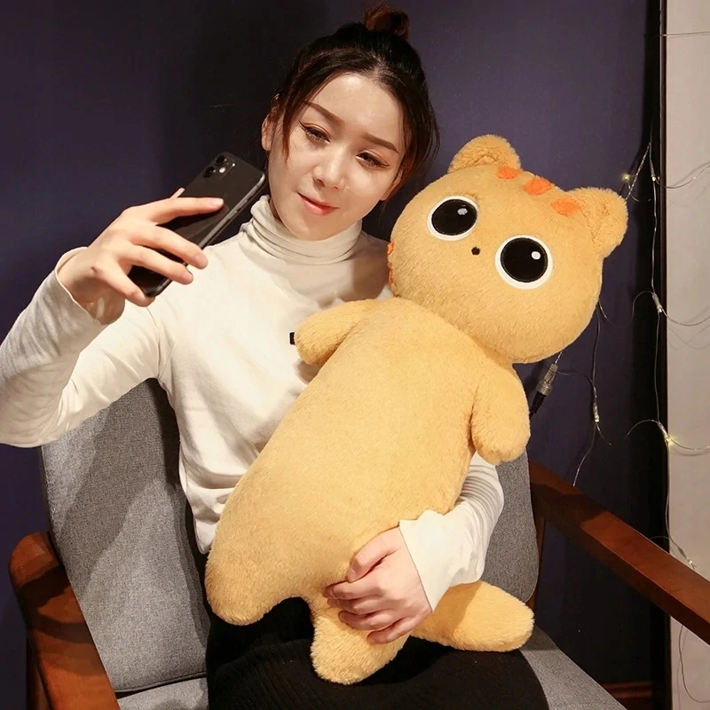 Plyšový polštář dlouhá kočka s velkýma očima 60cm