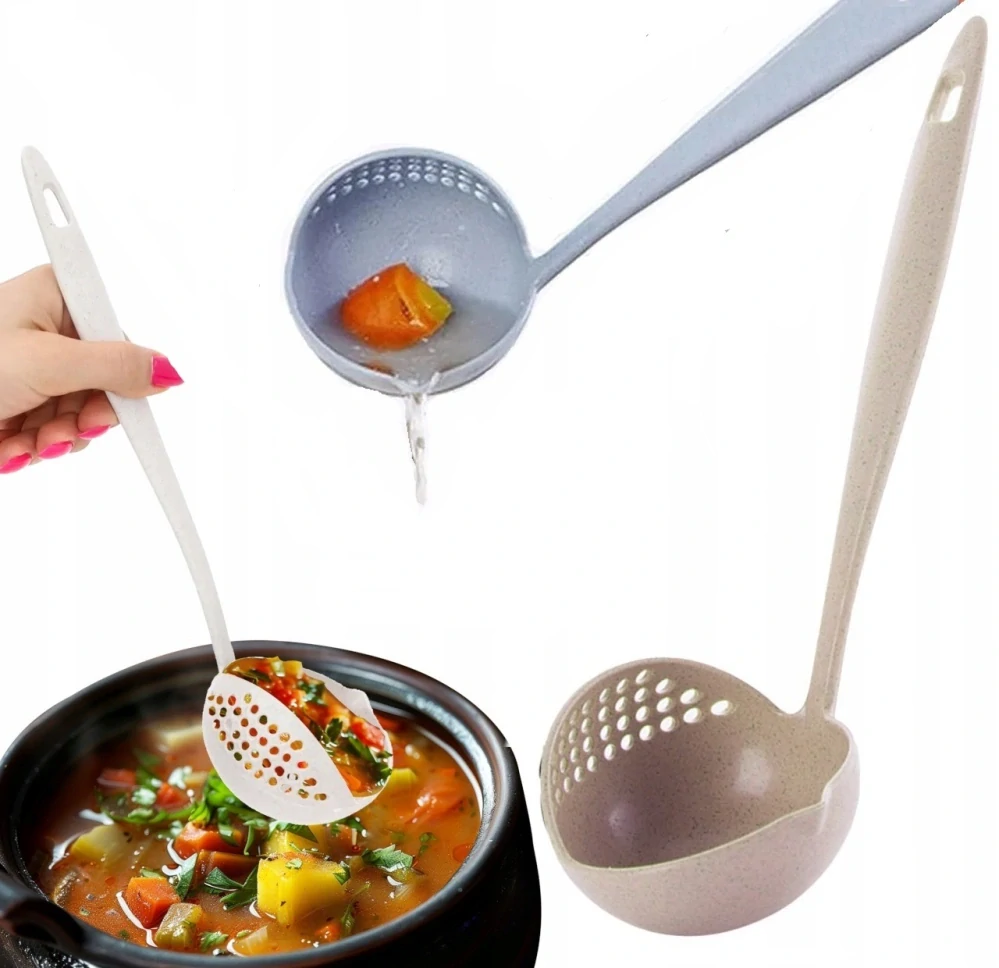 Kuchyňská plastová naběračka a cedník 2v1 na polévky