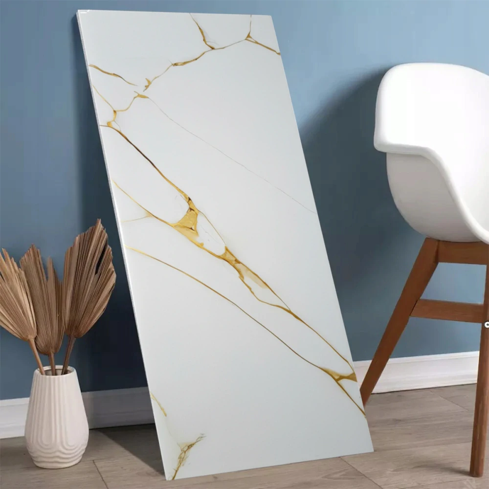 Panele samolepicí bílá a zlaté mramorová pěnová tapeta nástěnné 30x60cm 10 ks