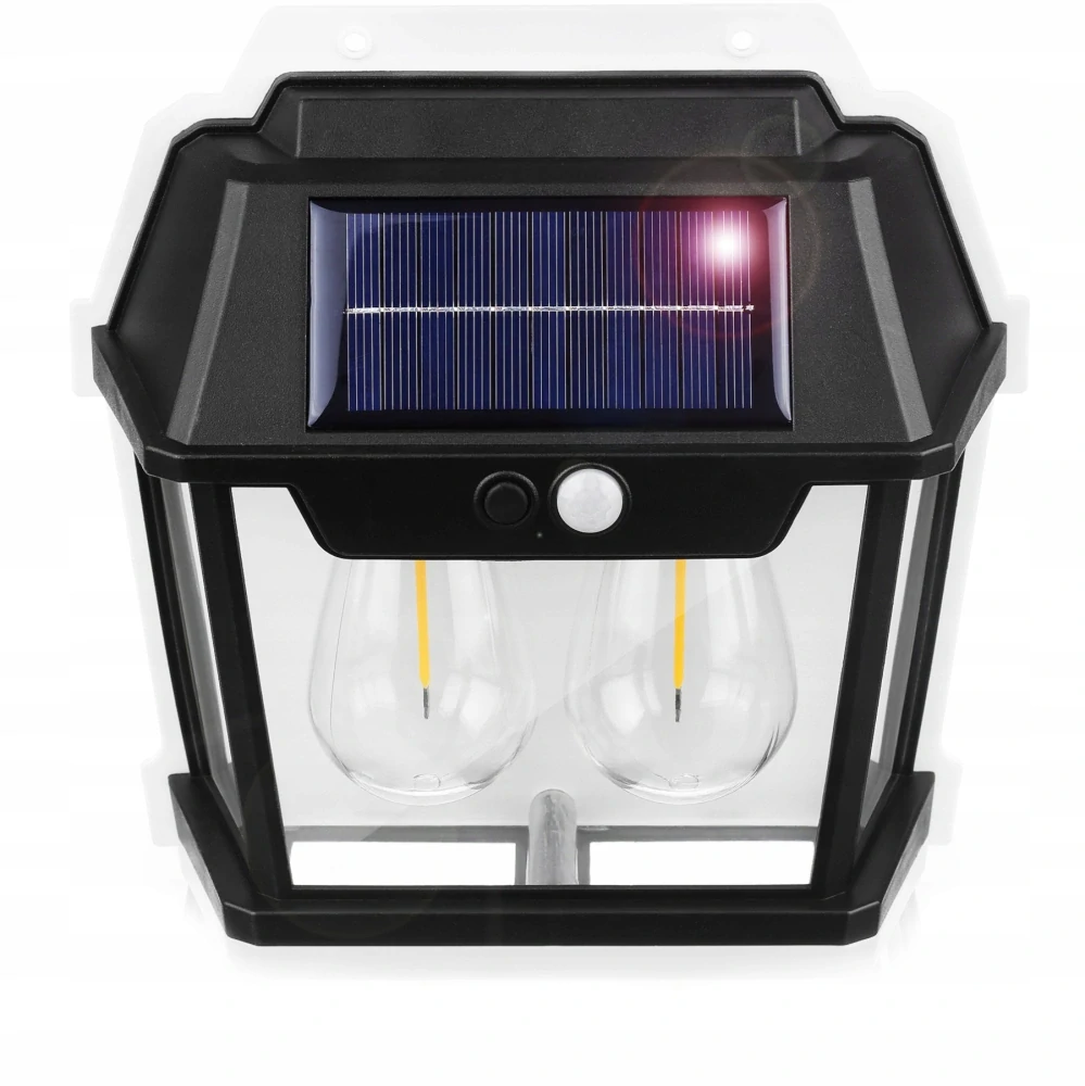 Solární LED nástěnná lampa solar 2x žárovka s čidlem pohybu a soumraku