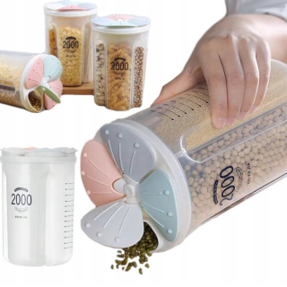 Zásobník na sypké produkty těstoviny obiloviny 4 přihrádky 2000ml
