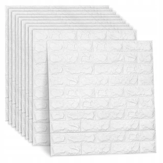 Panel samolepící pěnová tapeta 3D bílá cihla kámen sada 10 ks dlaždic 70x77cm