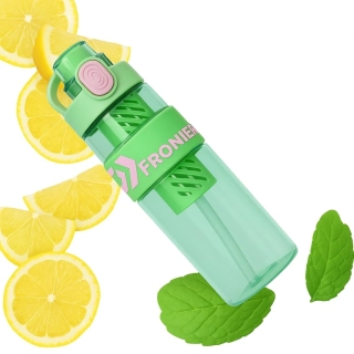 Láhev na vodu s ovocem 650 ml s vložkou na led a brčkem