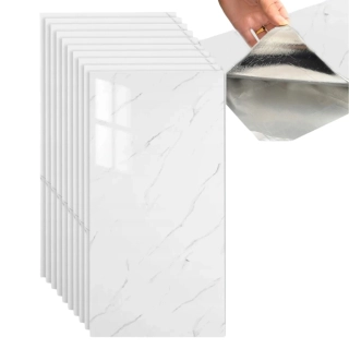 Panele samolepicí bílá mramorová pěnová tapeta nástěnné 30x60cm 10 ks