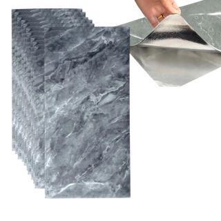Panele samolepicí tmavě seda mramorová pěnová tapeta nástěnné 30x60cm 10 ks