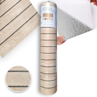 Samolepicí 3D tapeta lamely imitace dřeva dekorativní obklad na stěnu 60 × 300 cm