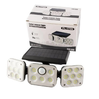 Solární LED reflektor s pohybovým a soumrakovým senzorem, venkovní, 3 nastavitelné moduly