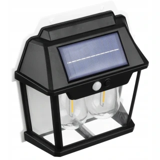 Solární LED nástěnná lampa solar 2x žárovka s čidlem pohybu a soumraku